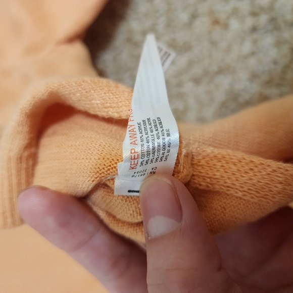 Free People Beach Size L Peach Orange Crew Long Sleeve Cropped Cotton - Picture 4 of 4